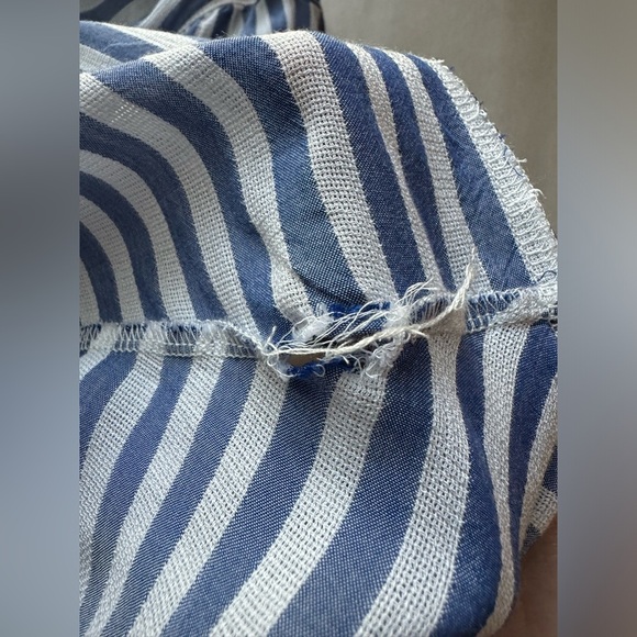 RAIN Woman's Striped Asymmetrical Hem Long Sleeve Button Down Shirt, Size L - Picture 7 of 7